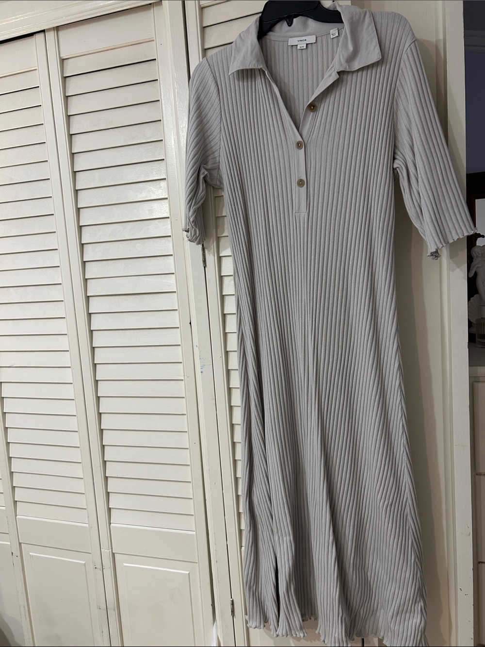 Vince Light Gray Ribbed Polo Dress